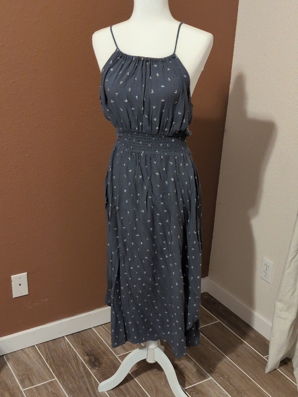 Women’s Slate Blue Smocked Waist Maxi Dress